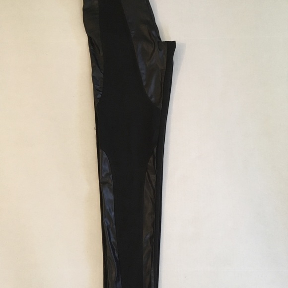 Black Leggings with Faux Leather Detail - Picture 7 of 7